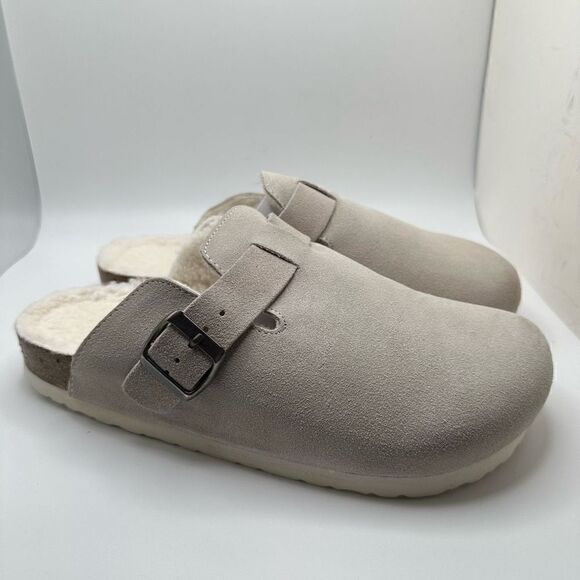 CUSHIONAIRE Women's Cork Footbed Clog with Genuine Leather Upper, Faux Fur Linin - Picture 1 of 7